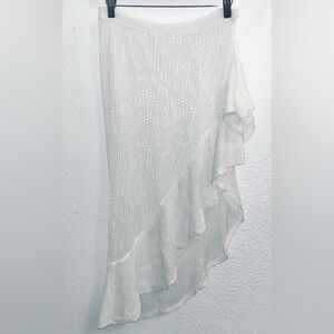 White knit asymmetrical coverup skirt size M